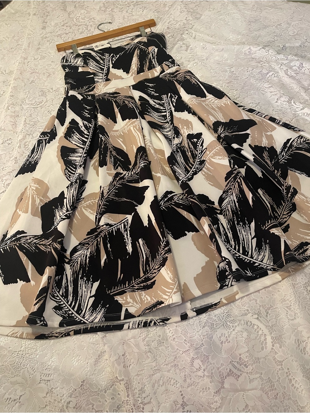 Revamped Strapless Floral Print Party Dress in Black and Beige NWT